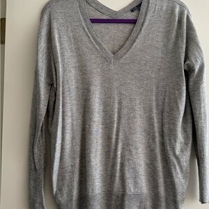Vince Gray V-Neck Knit Sweater
